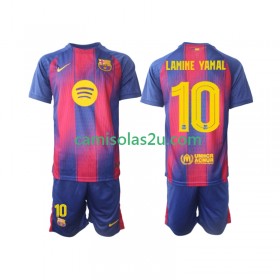 Camisolas de futebol FC Barcelona Lamine Yamal 10 Champions League Criança Equipamento Principal 2025/26 Manga Curta